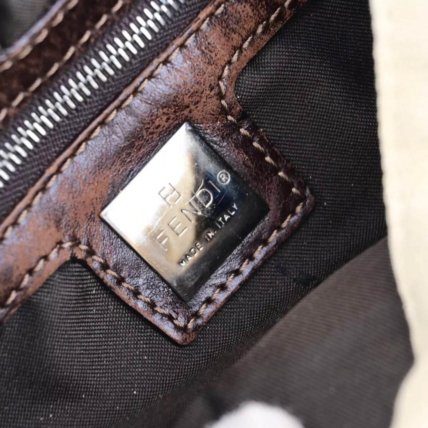 FENDI beige zucca baguette