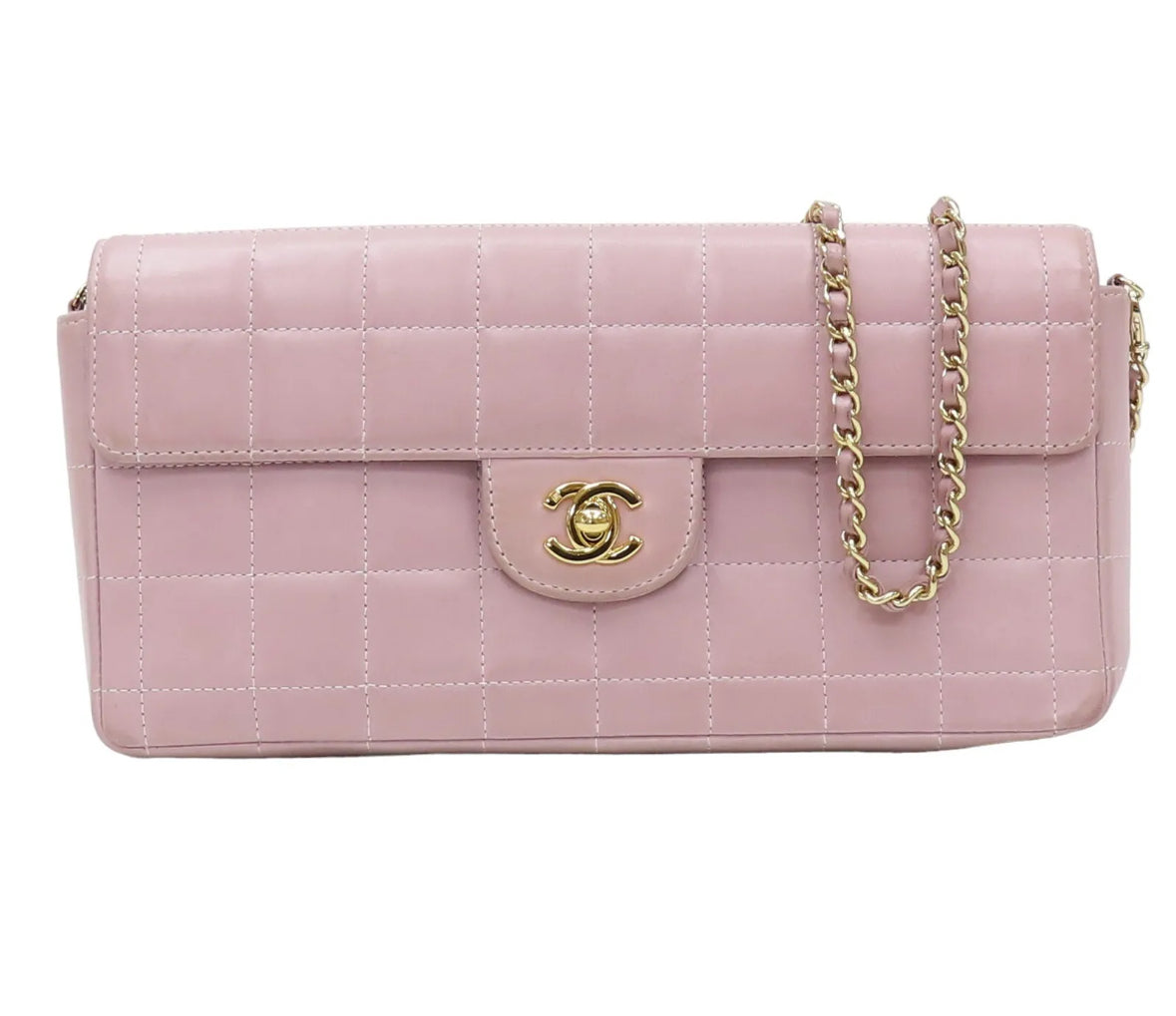 CHANEL pink chocolate bar shoulderbag