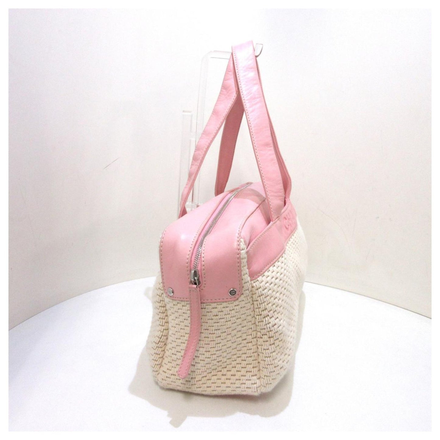 Chanel Pink Leather & Woven Tote