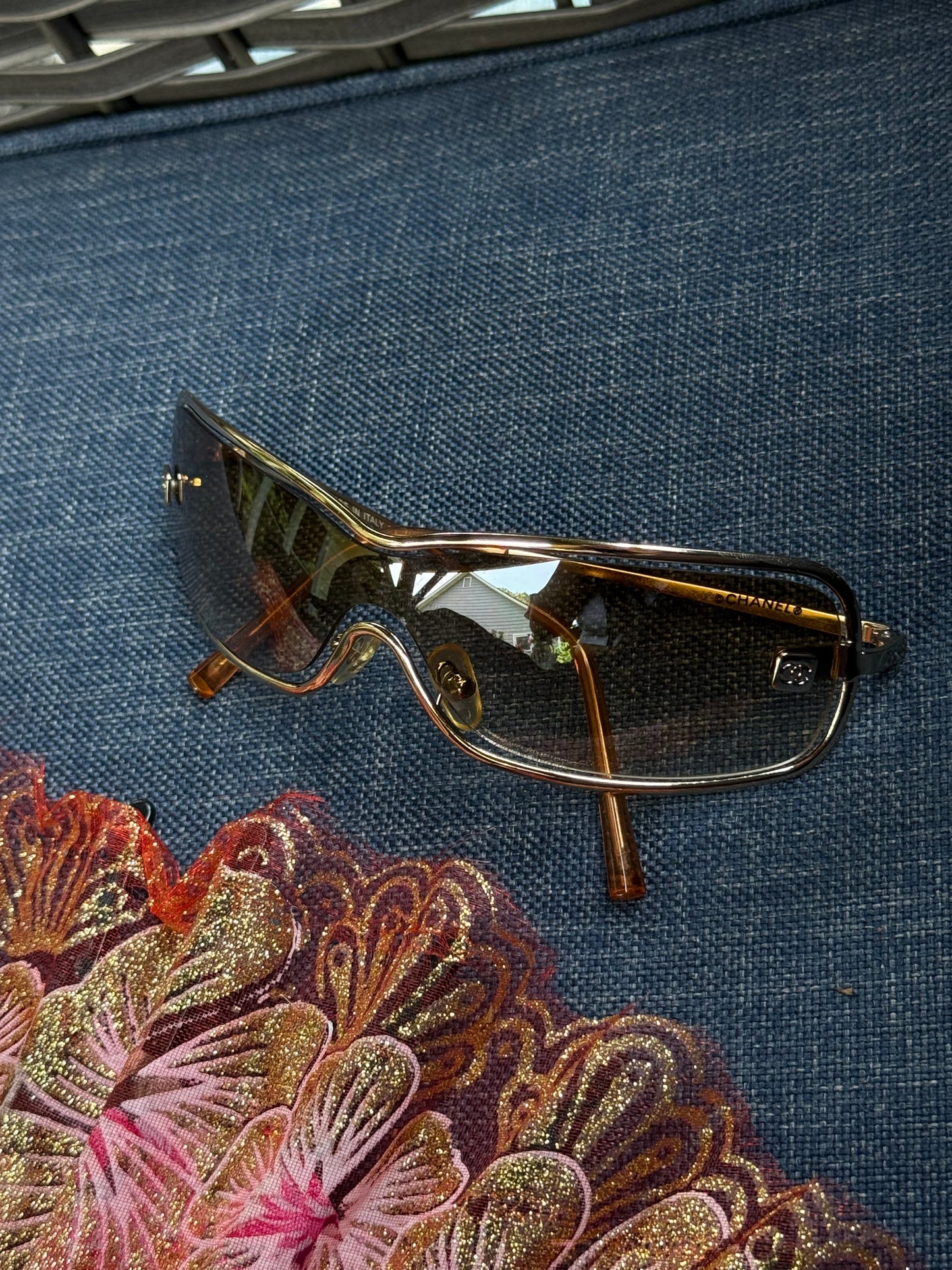 CHANEL shield chrome sunglasses