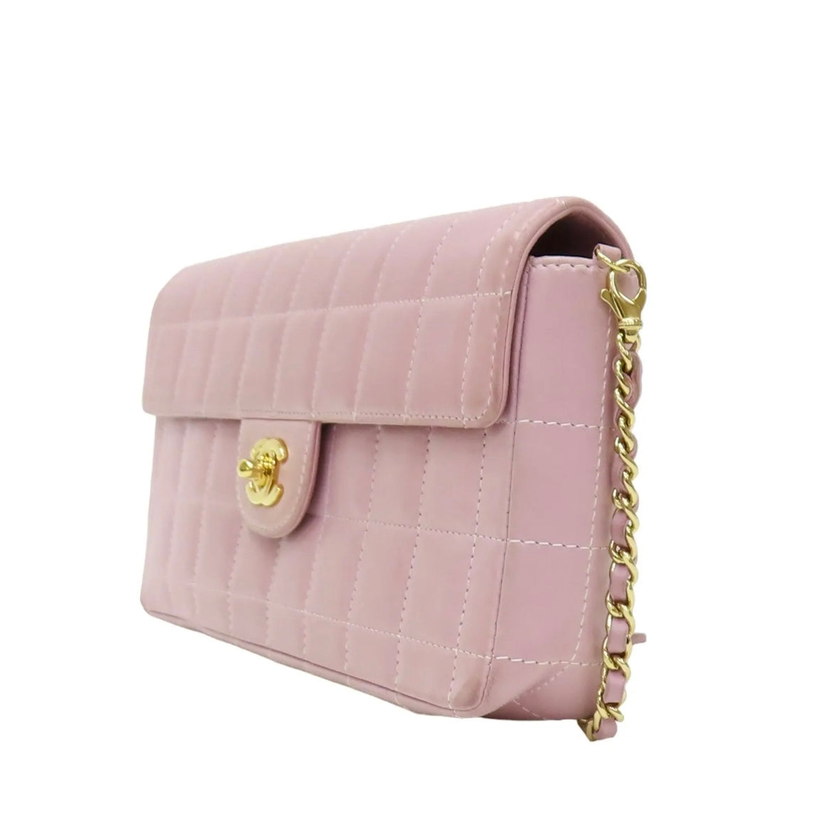 CHANEL pink chocolate bar shoulderbag