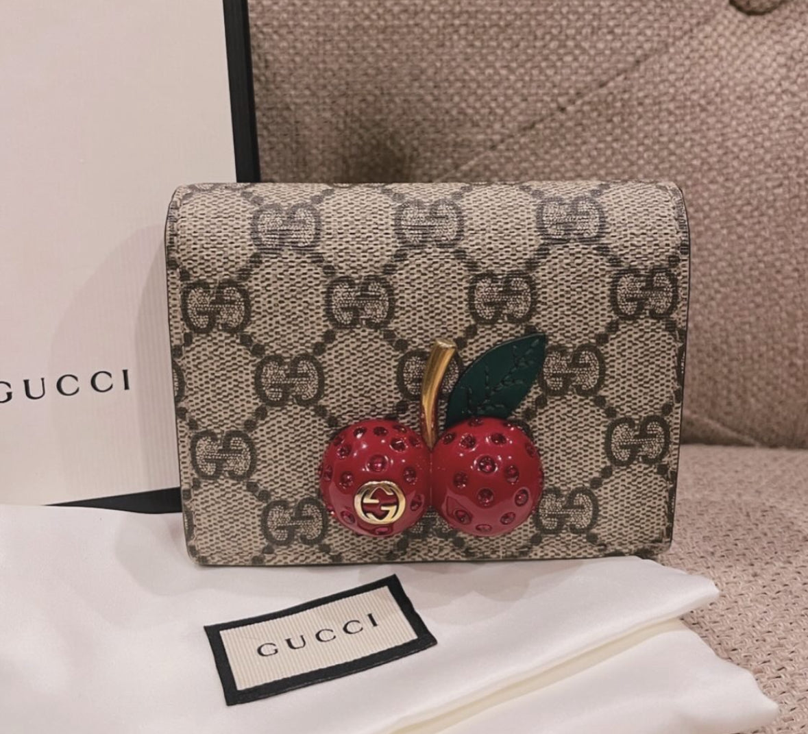 GUCCI Cherry SUPREME bi-fold wallet