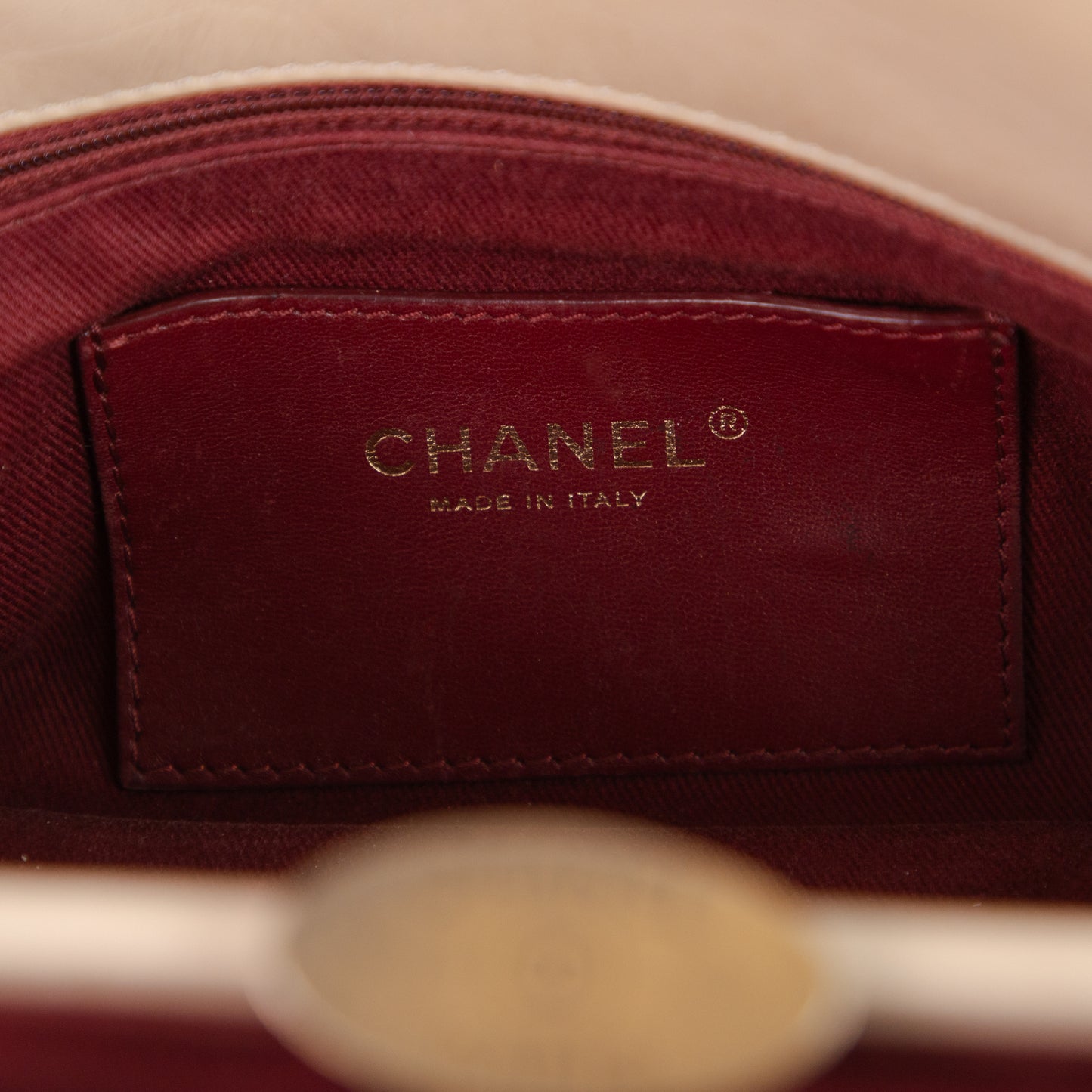 CHANEL beige quilted leather mademoiselle bowling bag