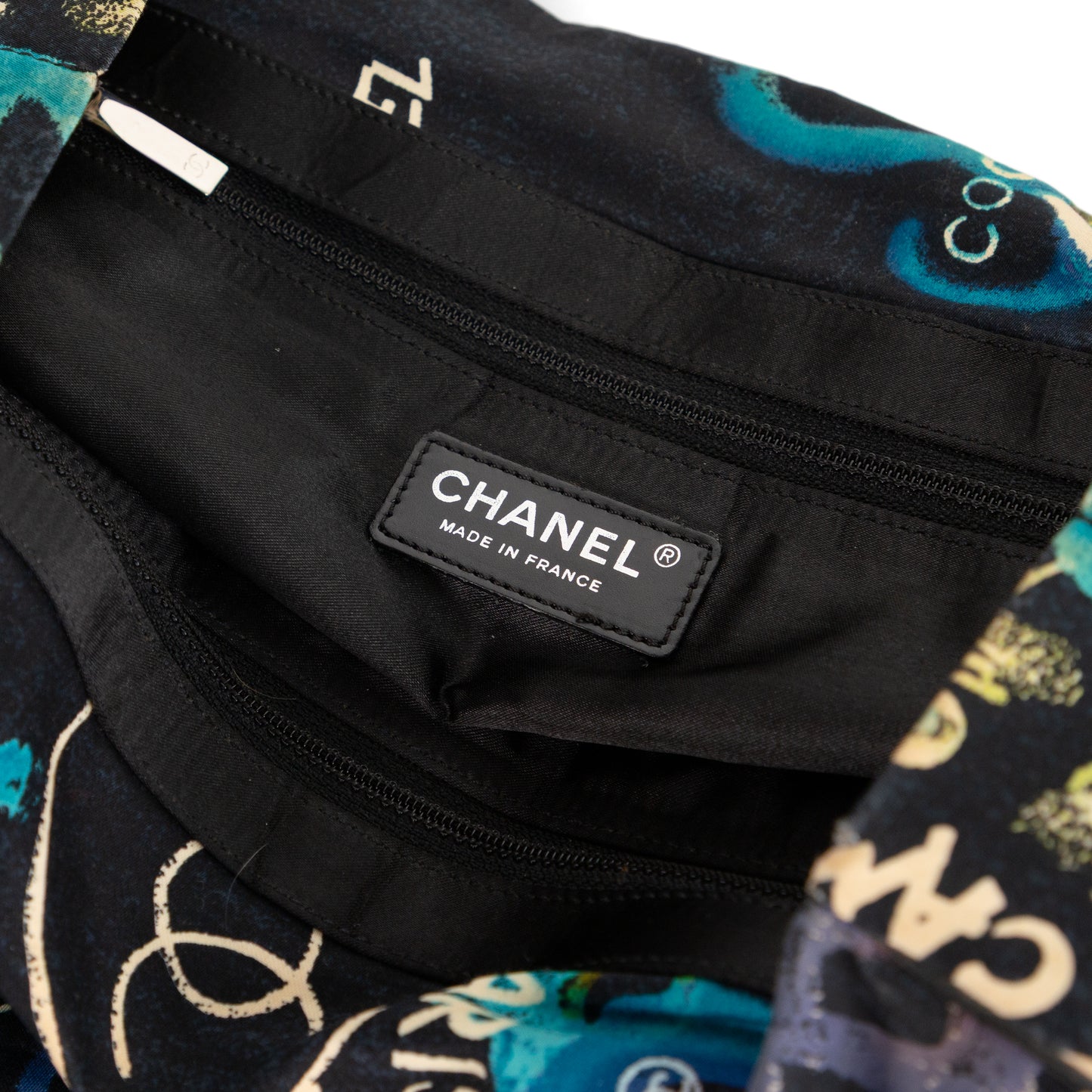 CHANEL graffiti print canvas tote