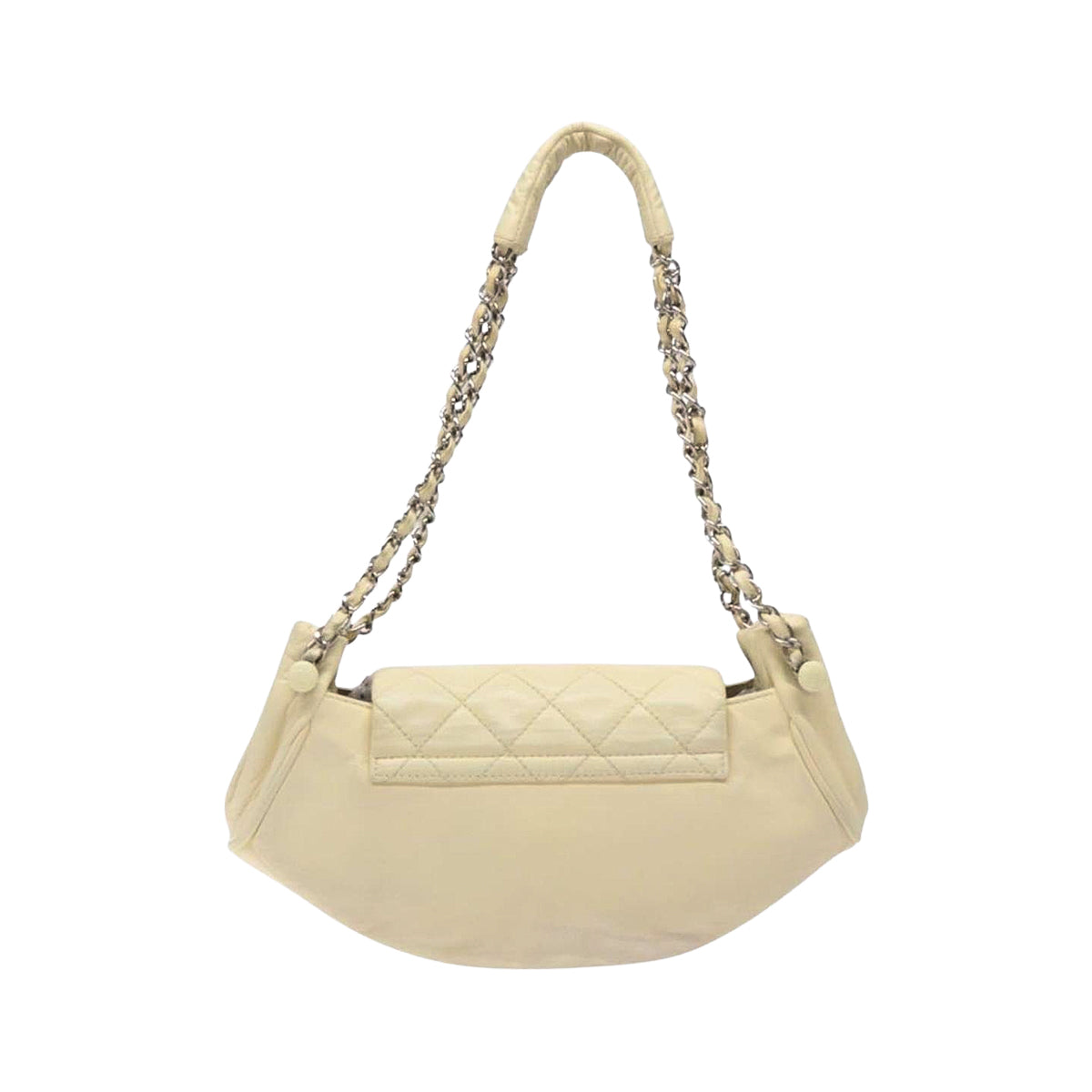 CHANEL cream matelasse lambskin accordion shoulderbag