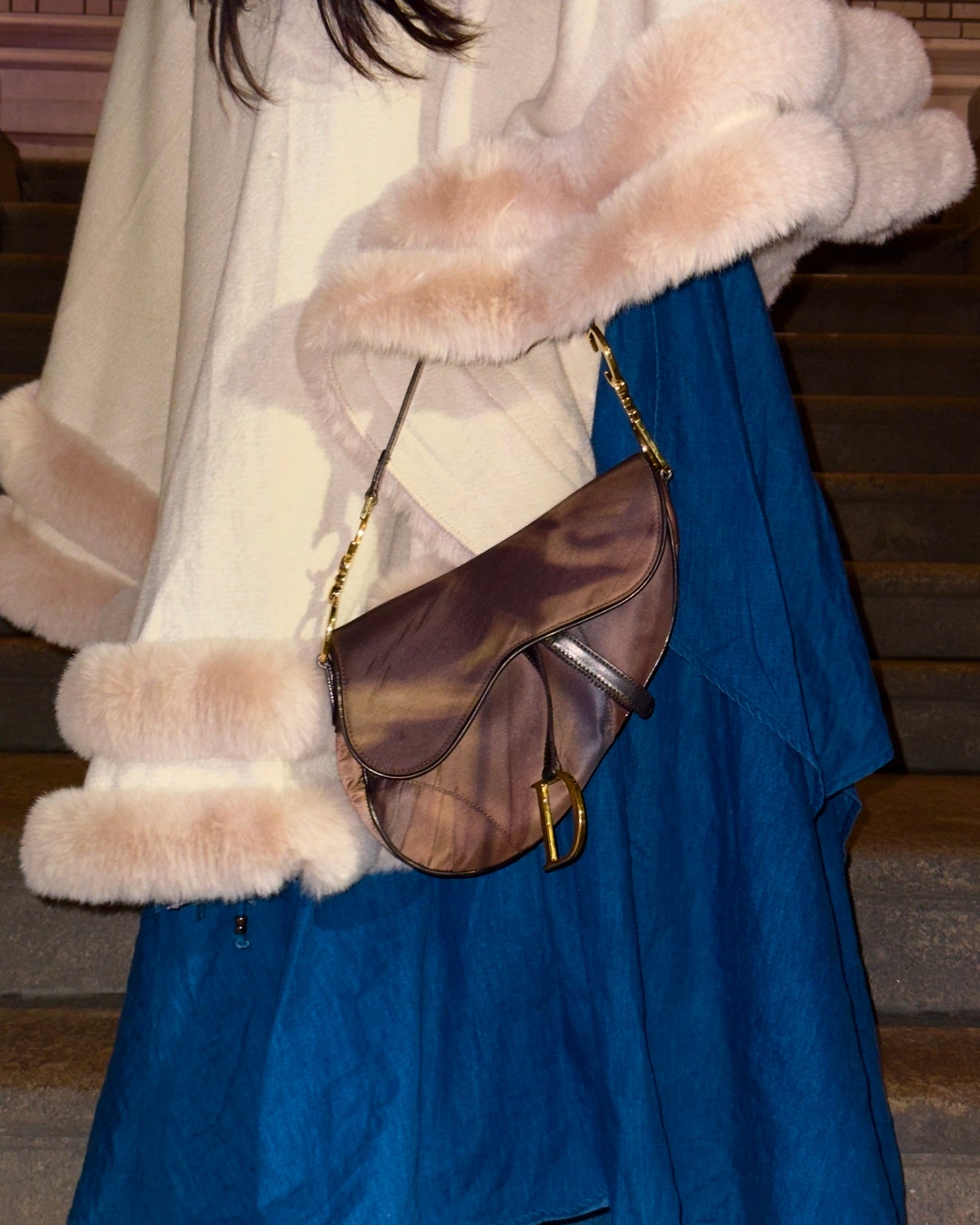 DIOR chocolate swirl saddle bag
