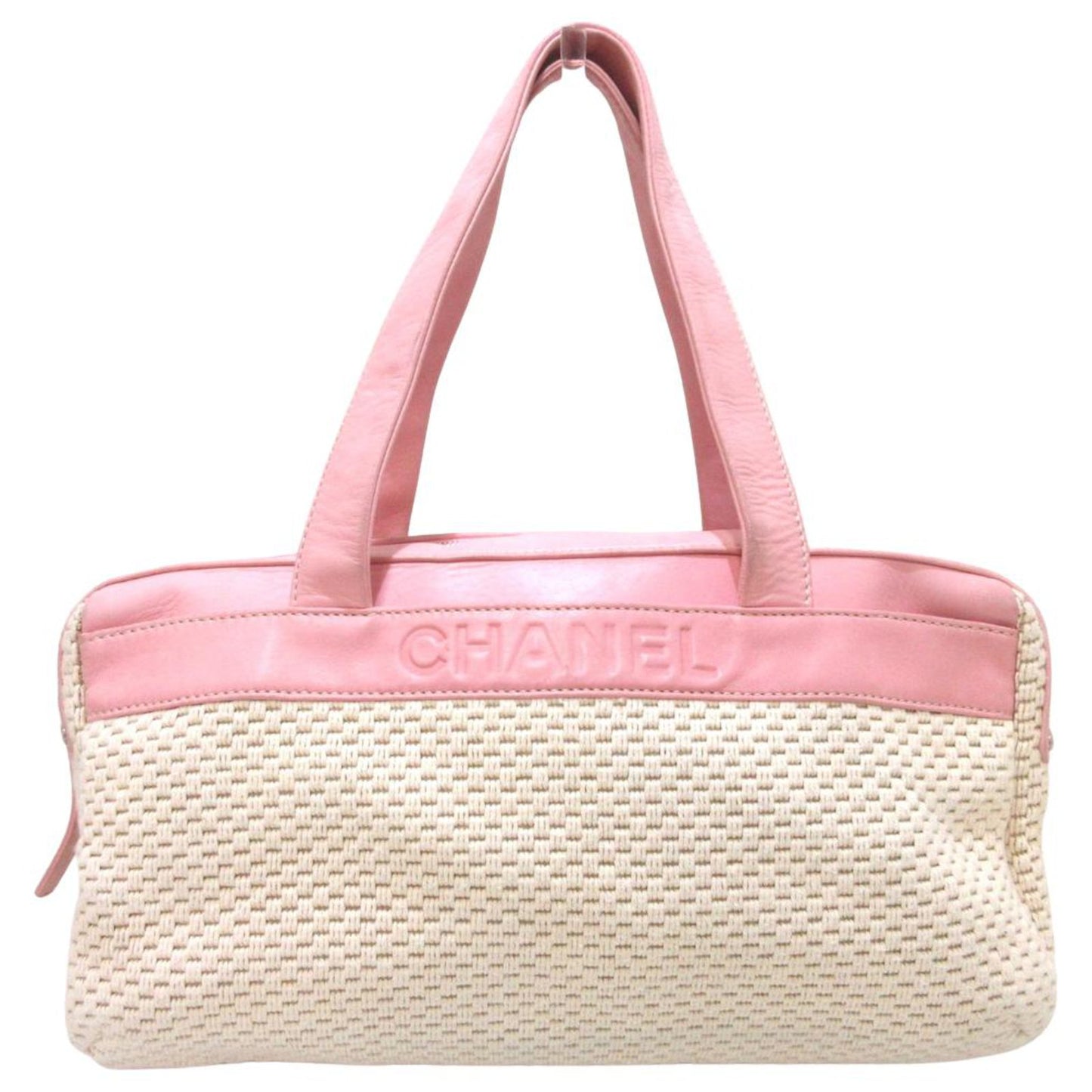 Chanel Pink Leather & Woven Tote