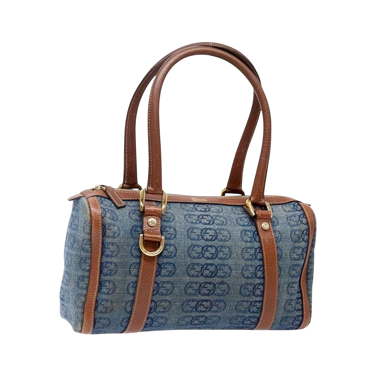 GUCCI denim abbey monogram boston bag
