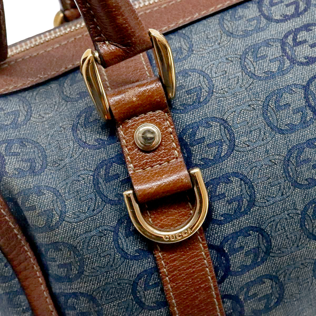 GUCCI denim abbey monogram boston bag