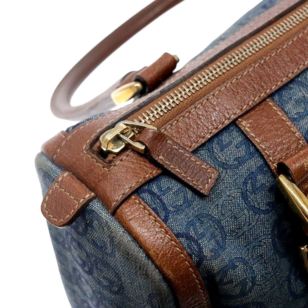 GUCCI denim abbey monogram boston bag