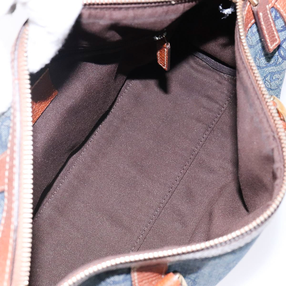 GUCCI denim abbey monogram boston bag
