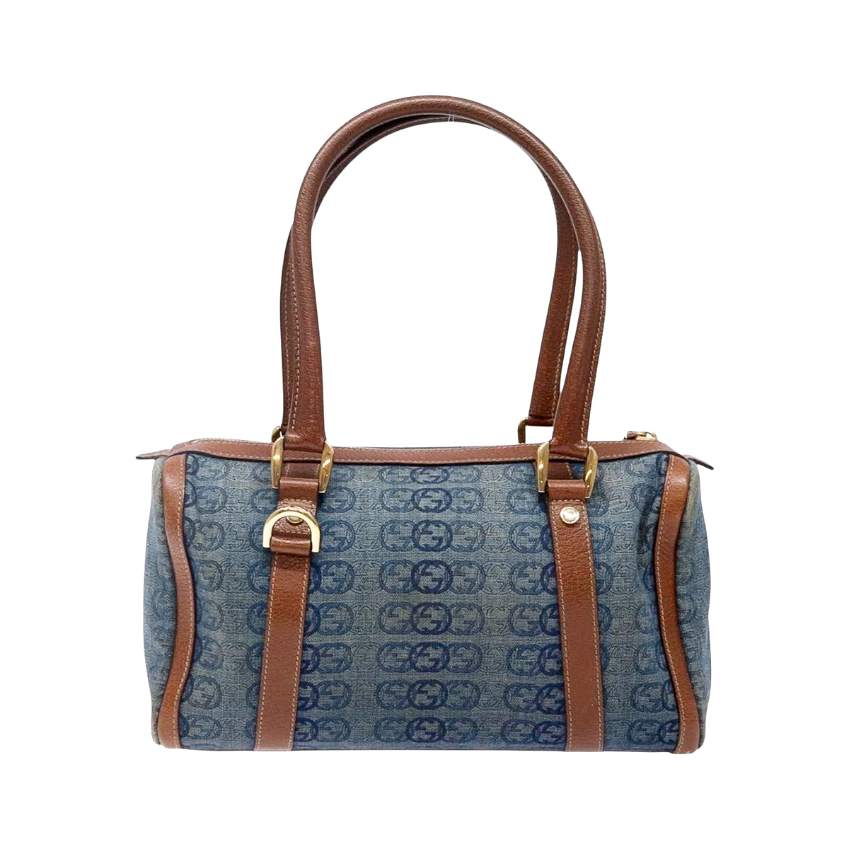 GUCCI denim abbey monogram boston bag