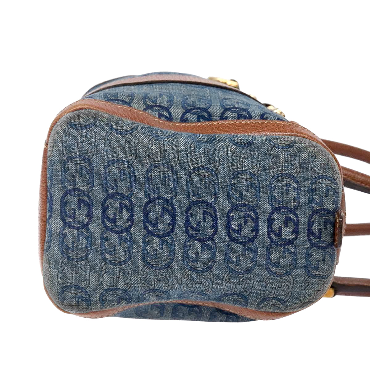 GUCCI denim abbey monogram boston bag