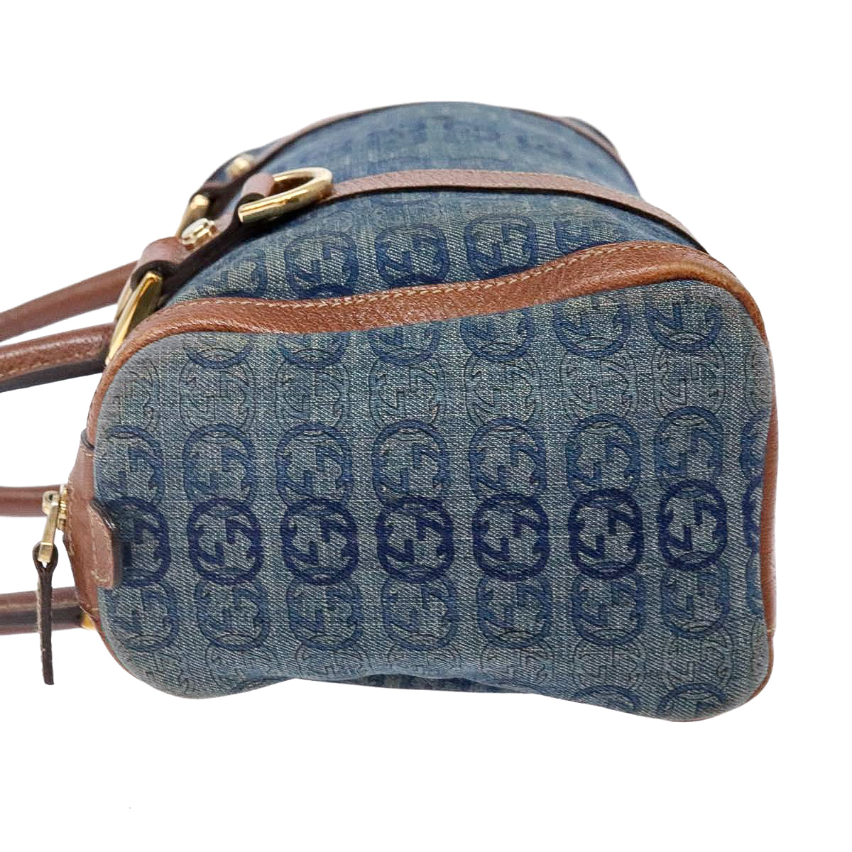 GUCCI denim abbey monogram boston bag