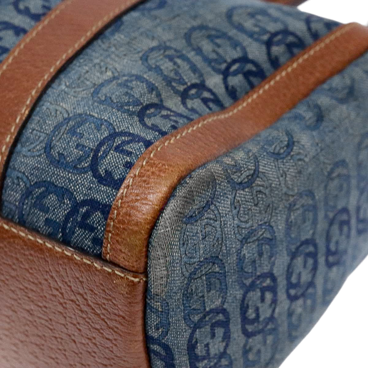 GUCCI denim abbey monogram boston bag