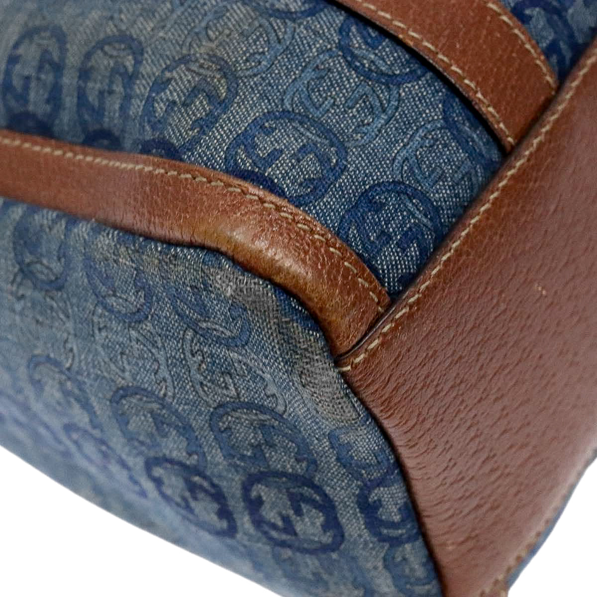 GUCCI denim abbey monogram boston bag