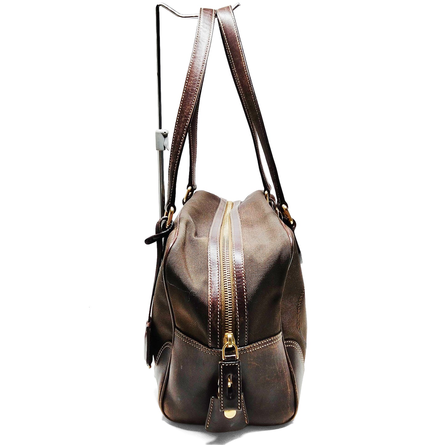 PRADA brown canapa shoulder bag