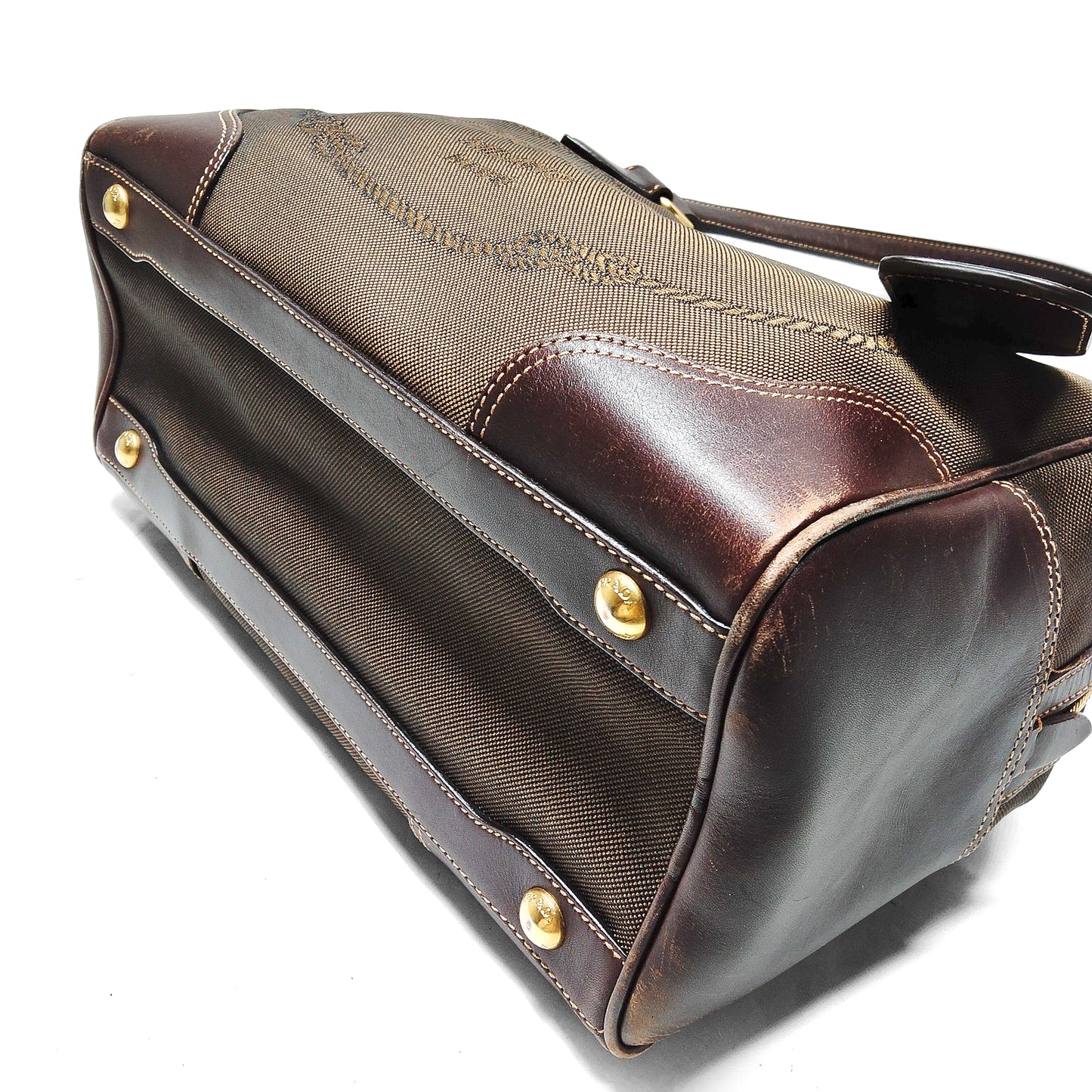 PRADA brown canapa shoulder bag