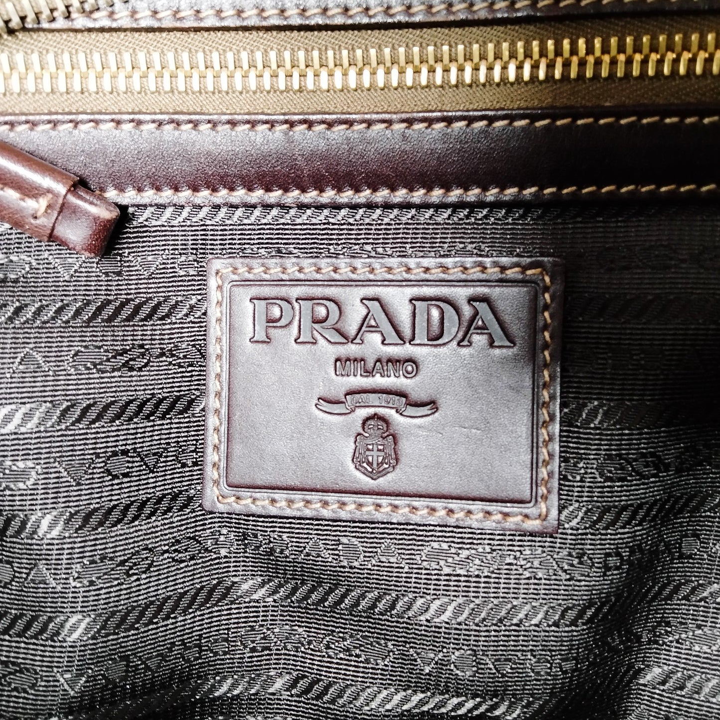 PRADA brown canapa shoulder bag