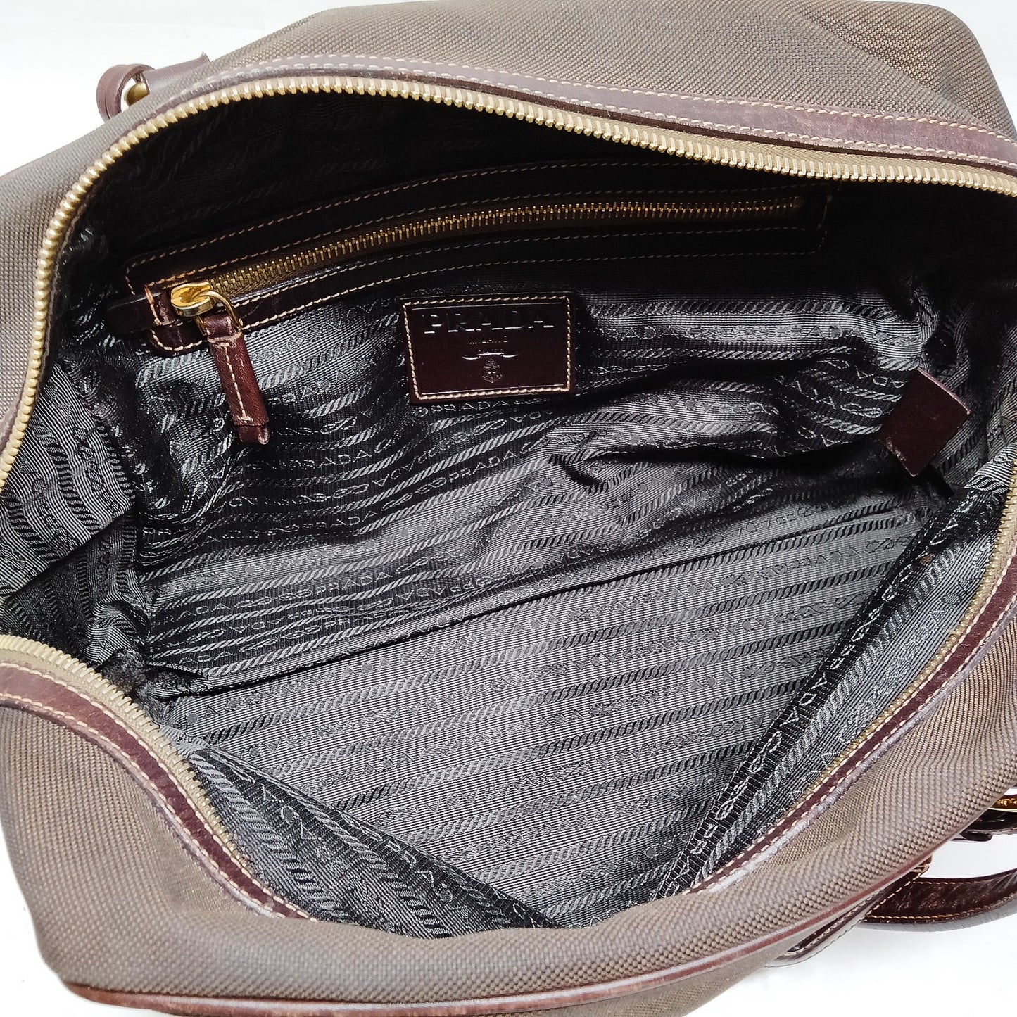 PRADA brown canapa shoulder bag