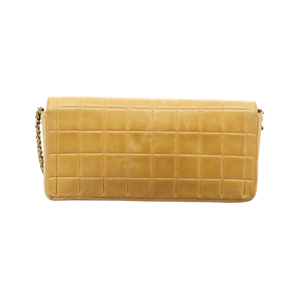 CHANEL beige lambskin chocolate bar shoulder bag