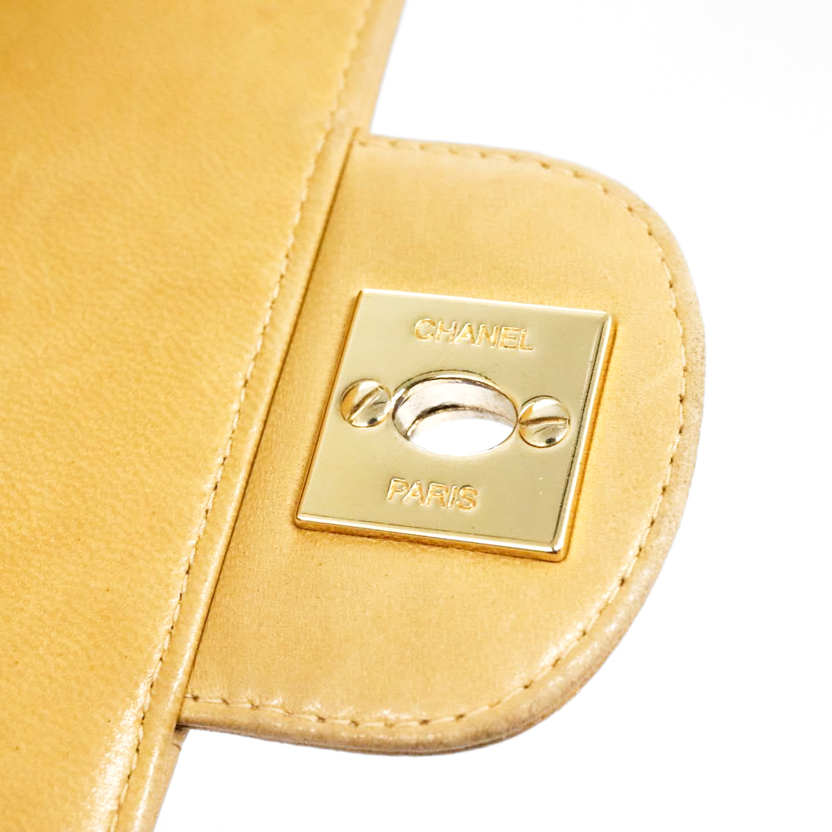 CHANEL beige lambskin chocolate bar shoulder bag