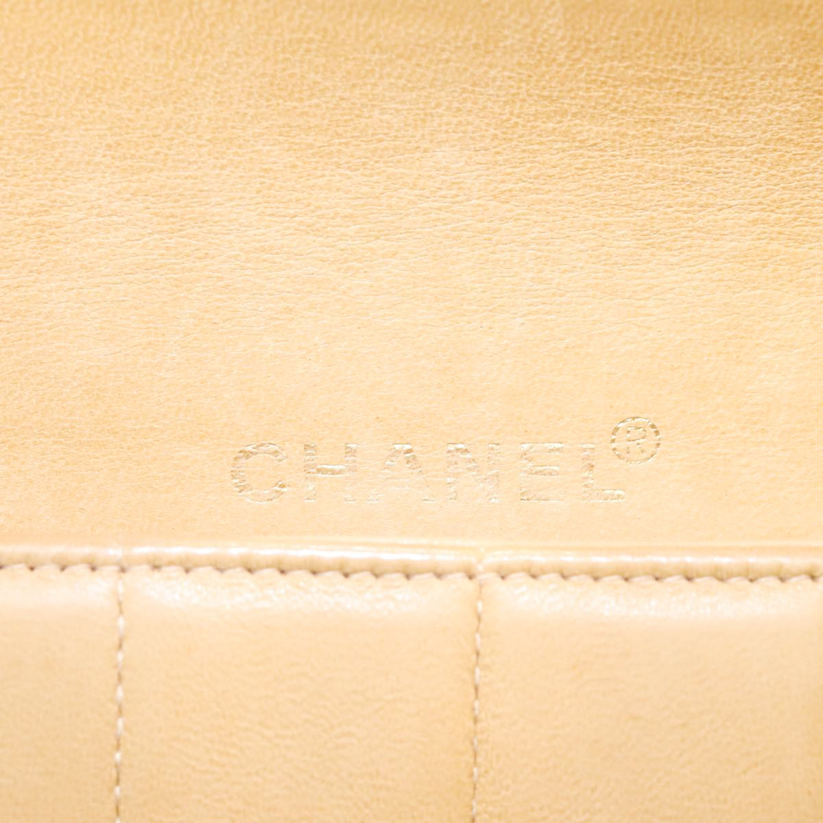 CHANEL beige lambskin chocolate bar shoulder bag
