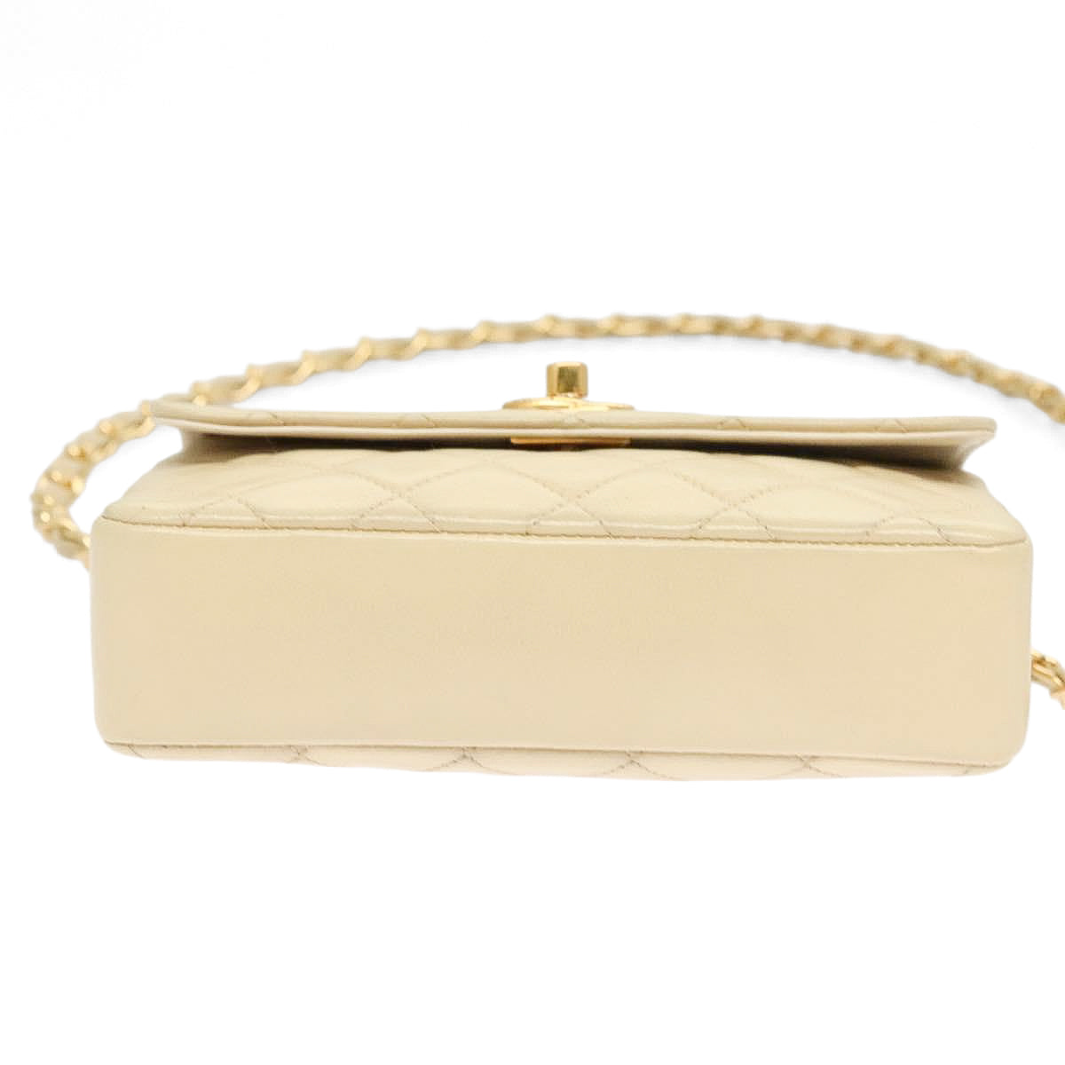 CHANEL beige mini matelasse lambskin shoulderbag