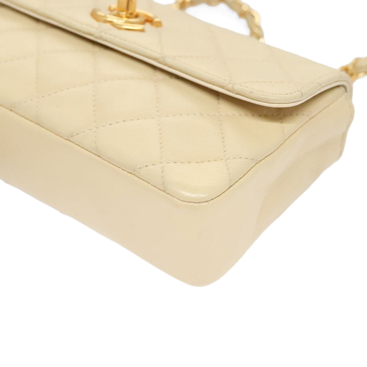 CHANEL beige mini matelasse lambskin shoulderbag