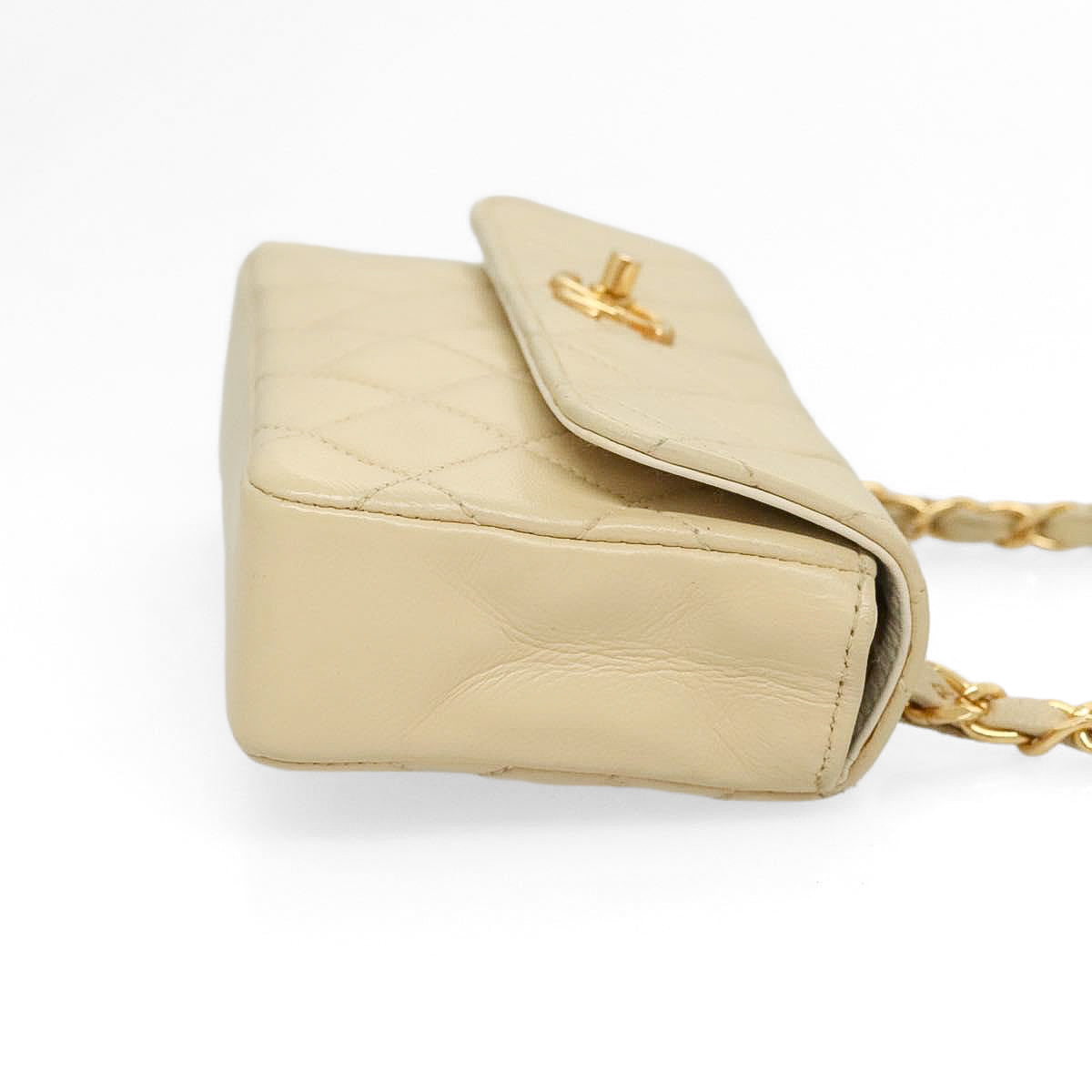 CHANEL beige mini matelasse lambskin shoulderbag