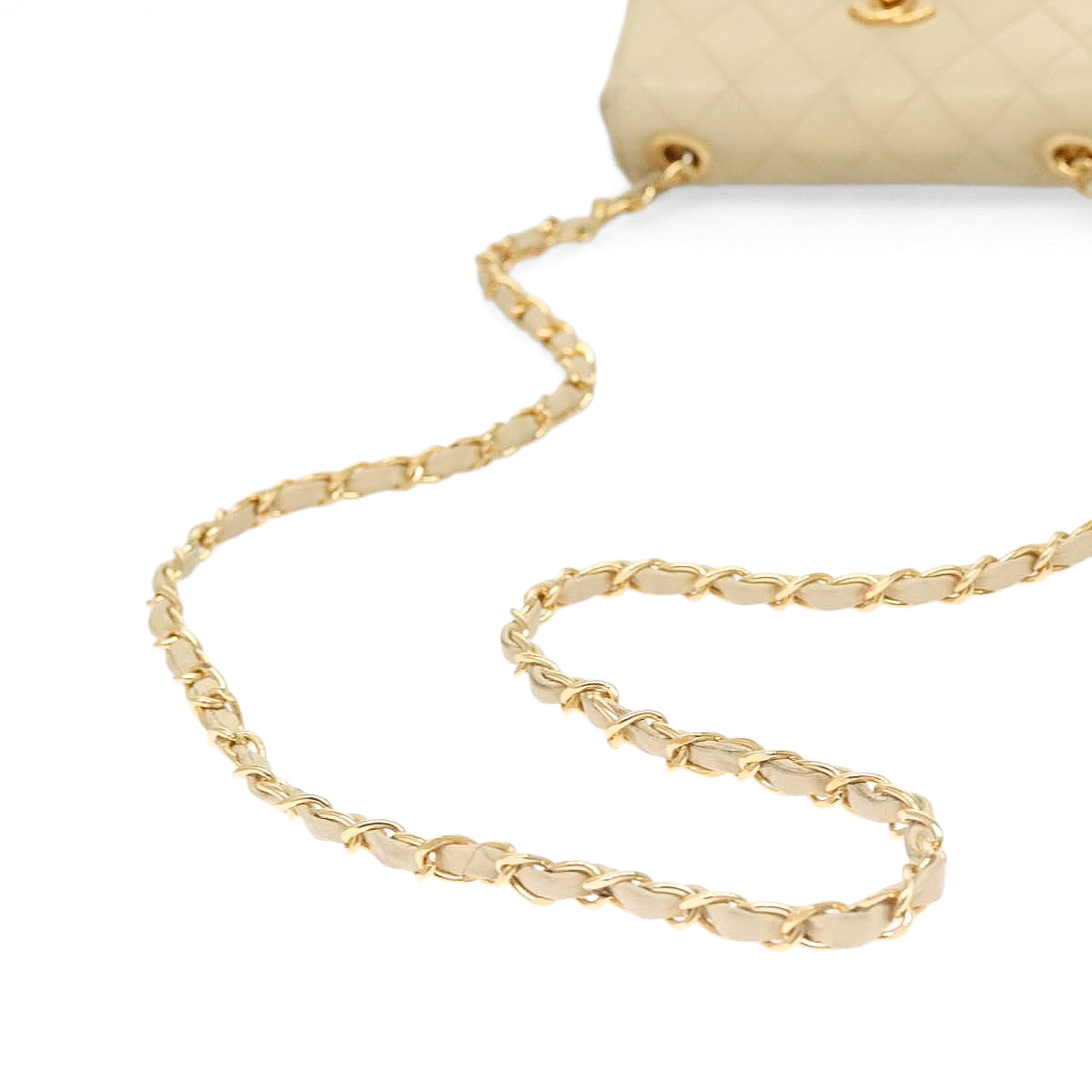 CHANEL beige mini matelasse lambskin shoulderbag