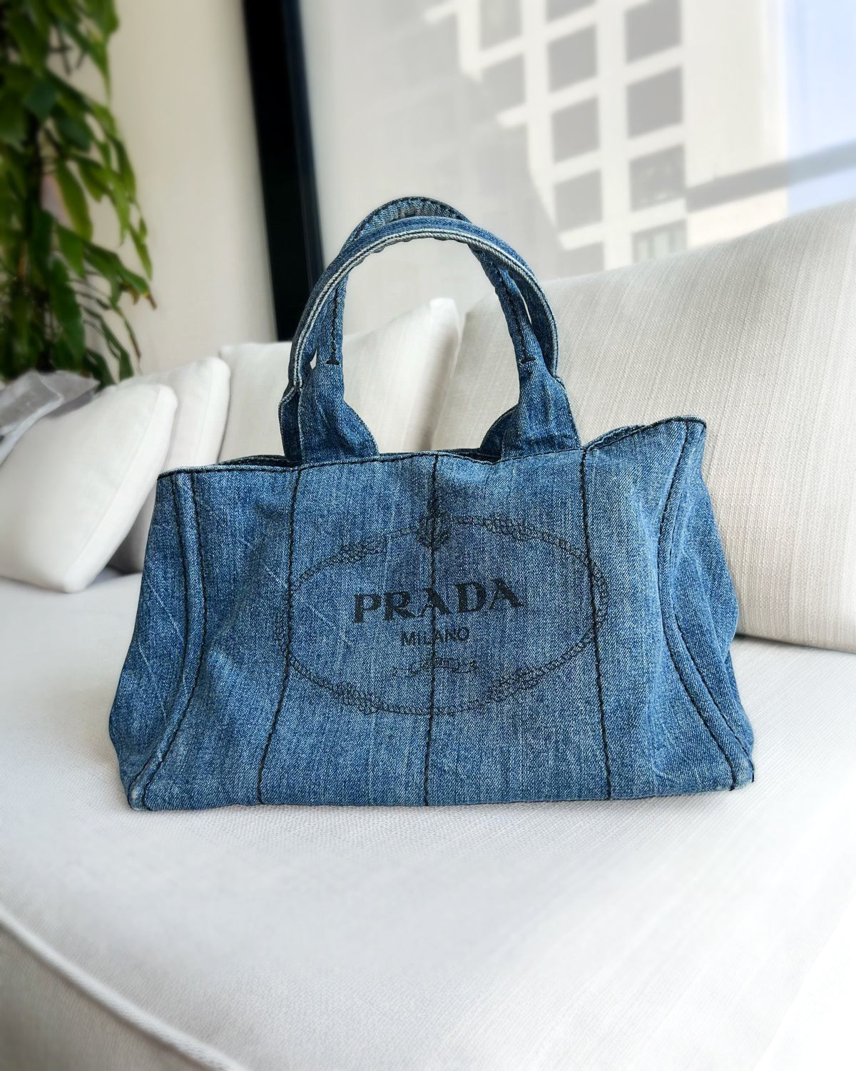 PRADA denim canapa tote