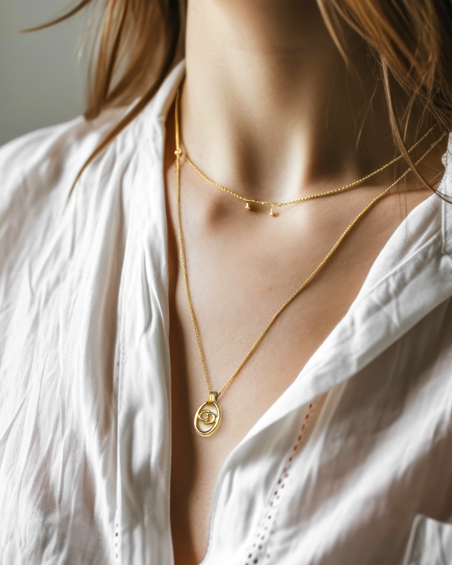 DIOR gold CD necklace