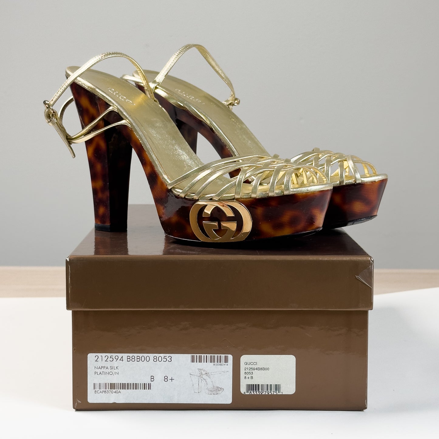 GUCCI tortoiseshell platform heels 38.5