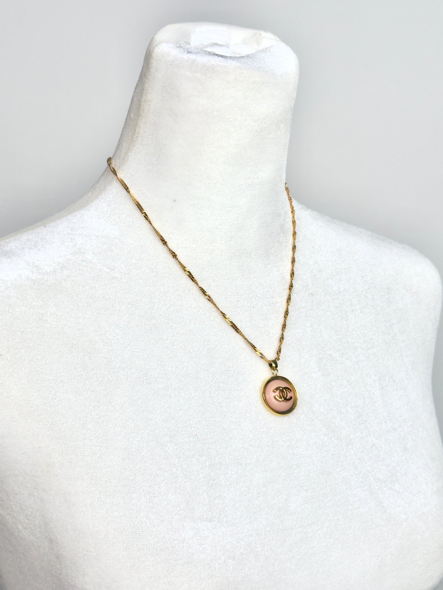 CHANEL repurposed button necklace