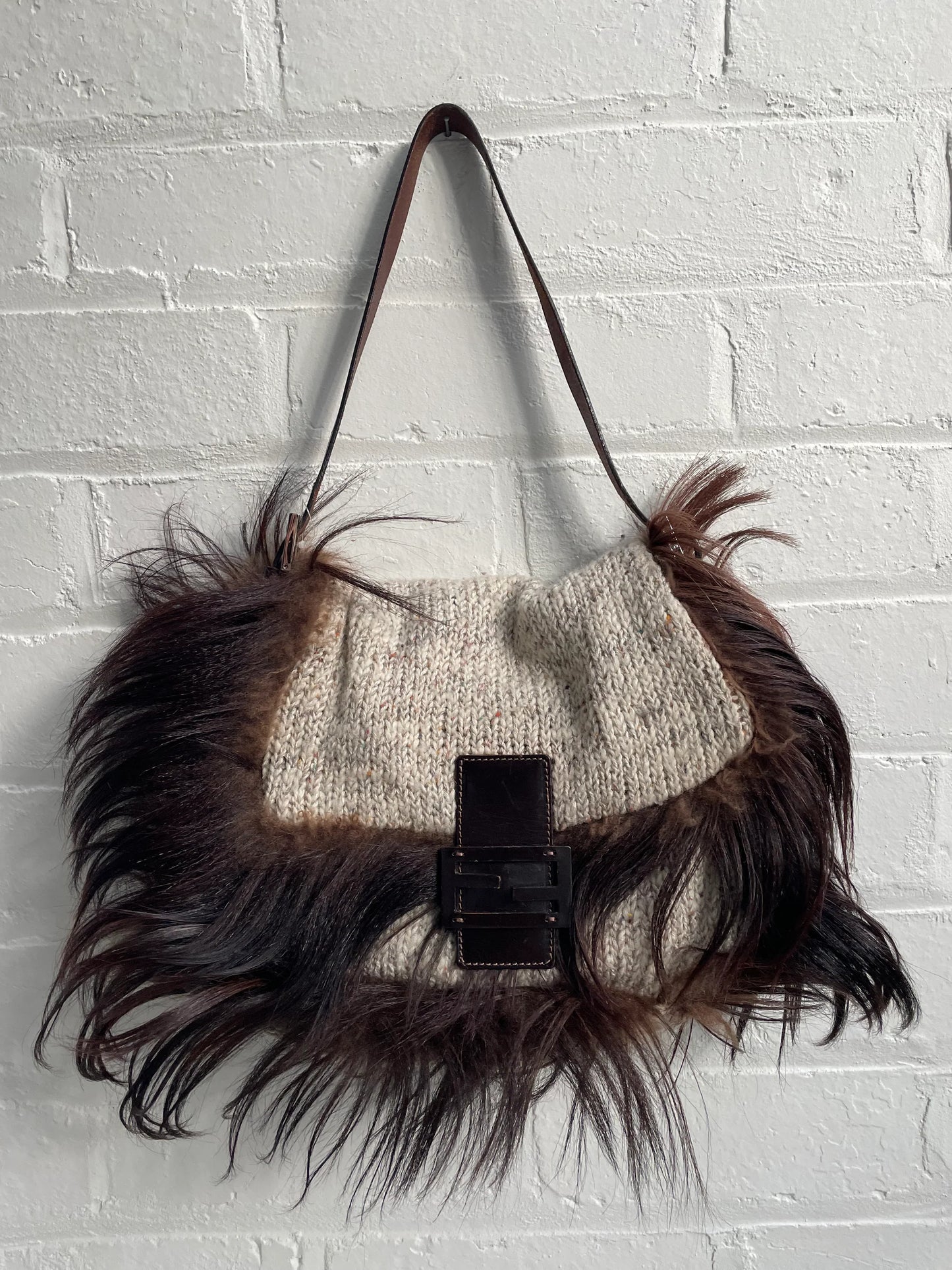 FENDI crochet fur mamma baguette