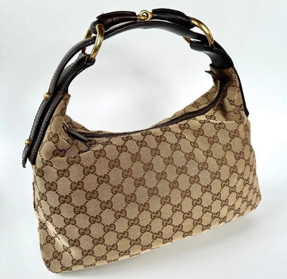 GUCCI monogram croissant horsebit hobo shoulderbag