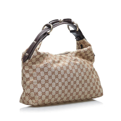 GUCCI monogram croissant horsebit hobo shoulderbag