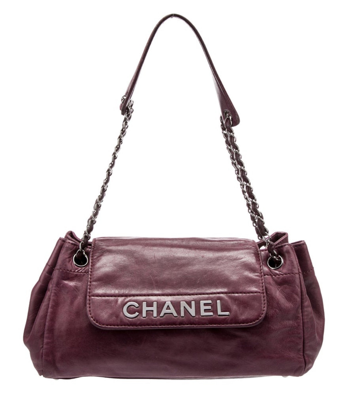 CHANEL wine accordion flap bag