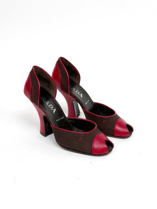 PRADA red leather heels 37.5