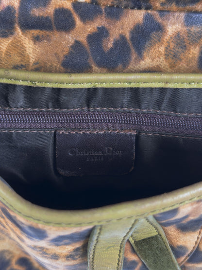 DIOR leopard ostrich leather saddle bag