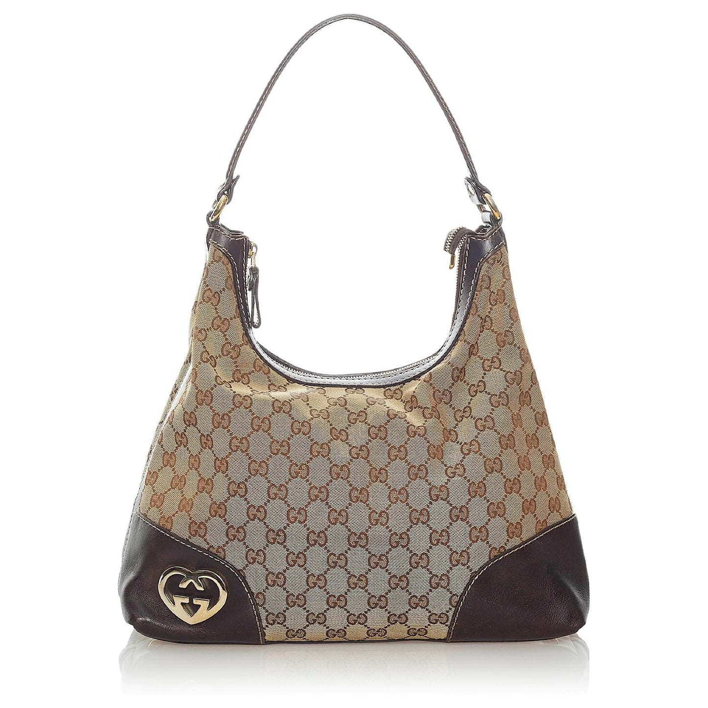 GUCCI lovely heart canvas monogram hobo