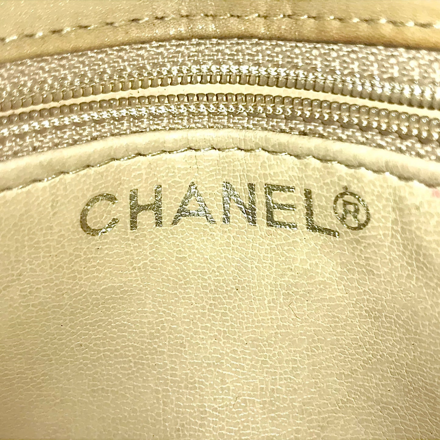 CHANEL beige cosmoline lambskin bum bag