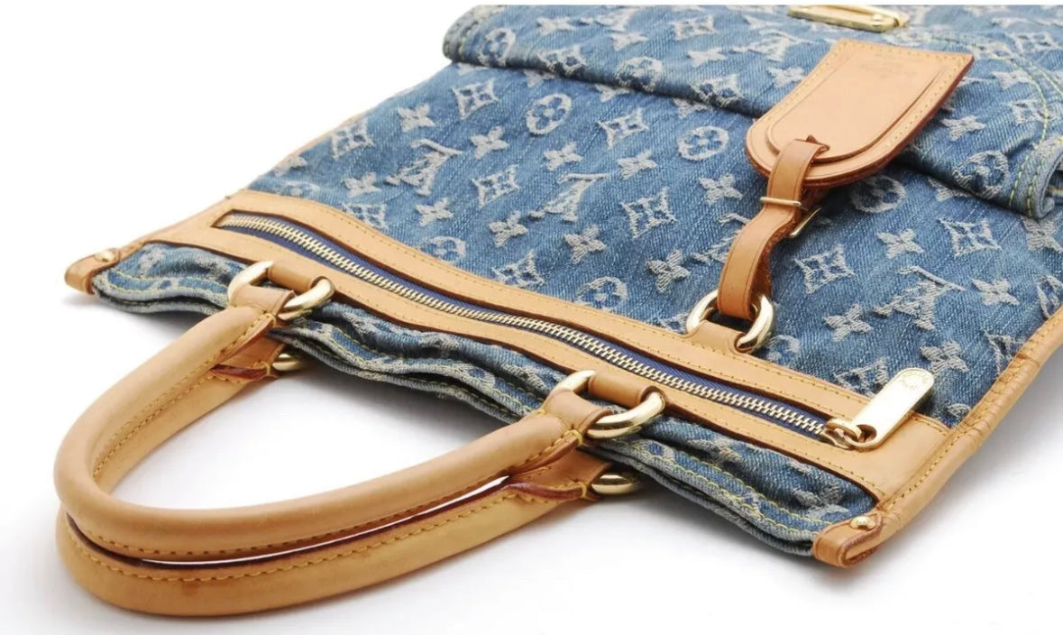 LOUIS VUITTON denim flat shopper tote