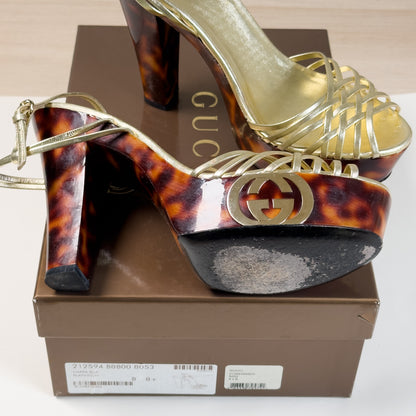 GUCCI tortoiseshell platform heels 38.5