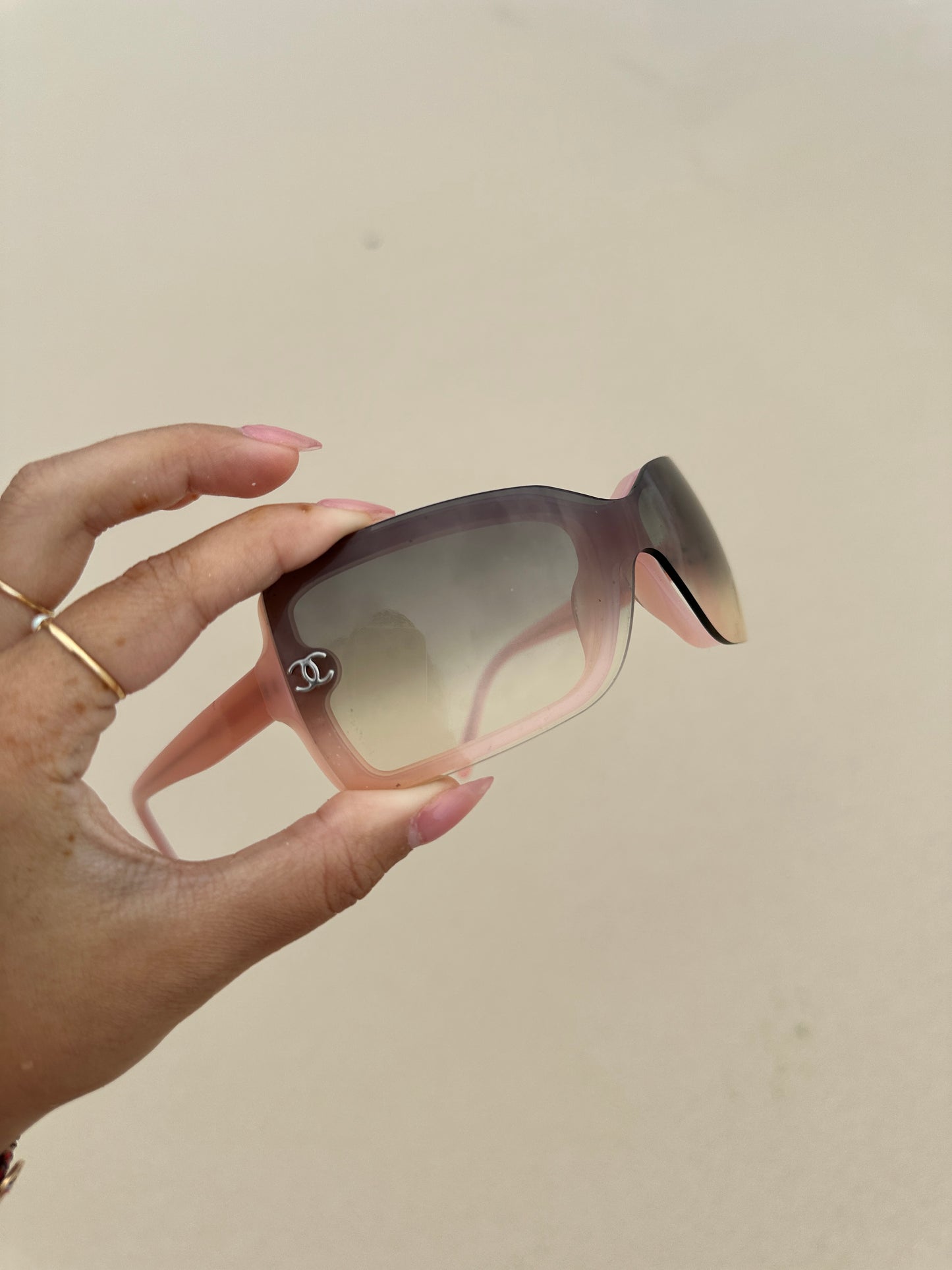 CHANEL pink shield sunglasses