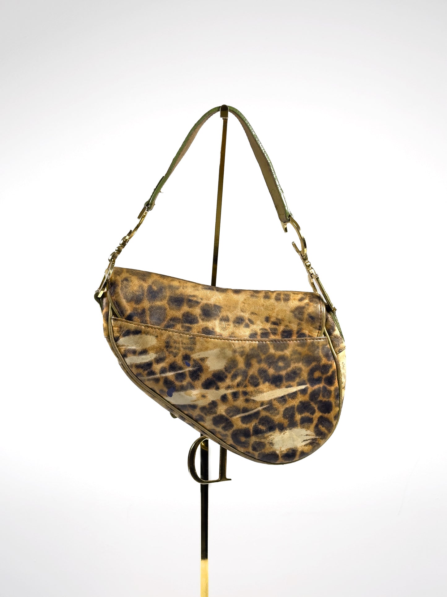 DIOR leopard ostrich leather saddle bag