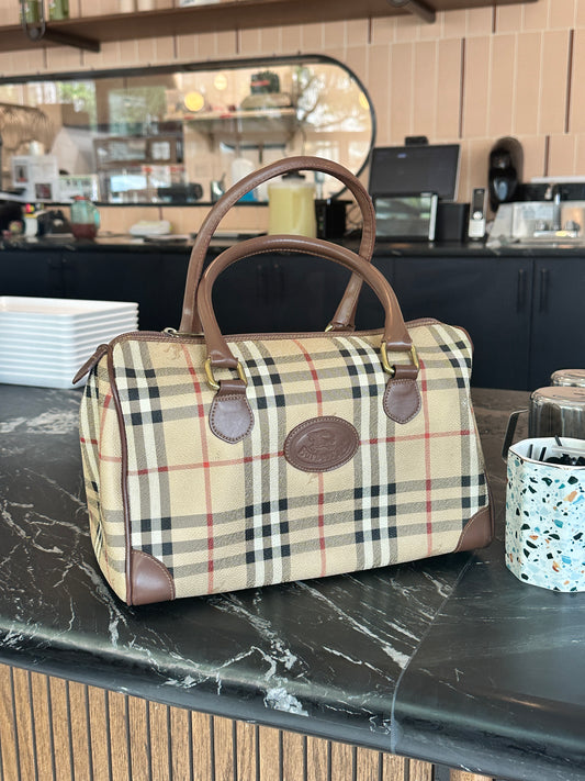 BURBERRY novacheck canvas boston bag