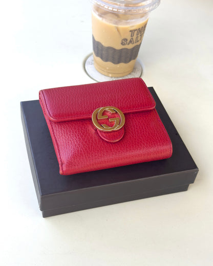 GUCCI GG red leather wallet