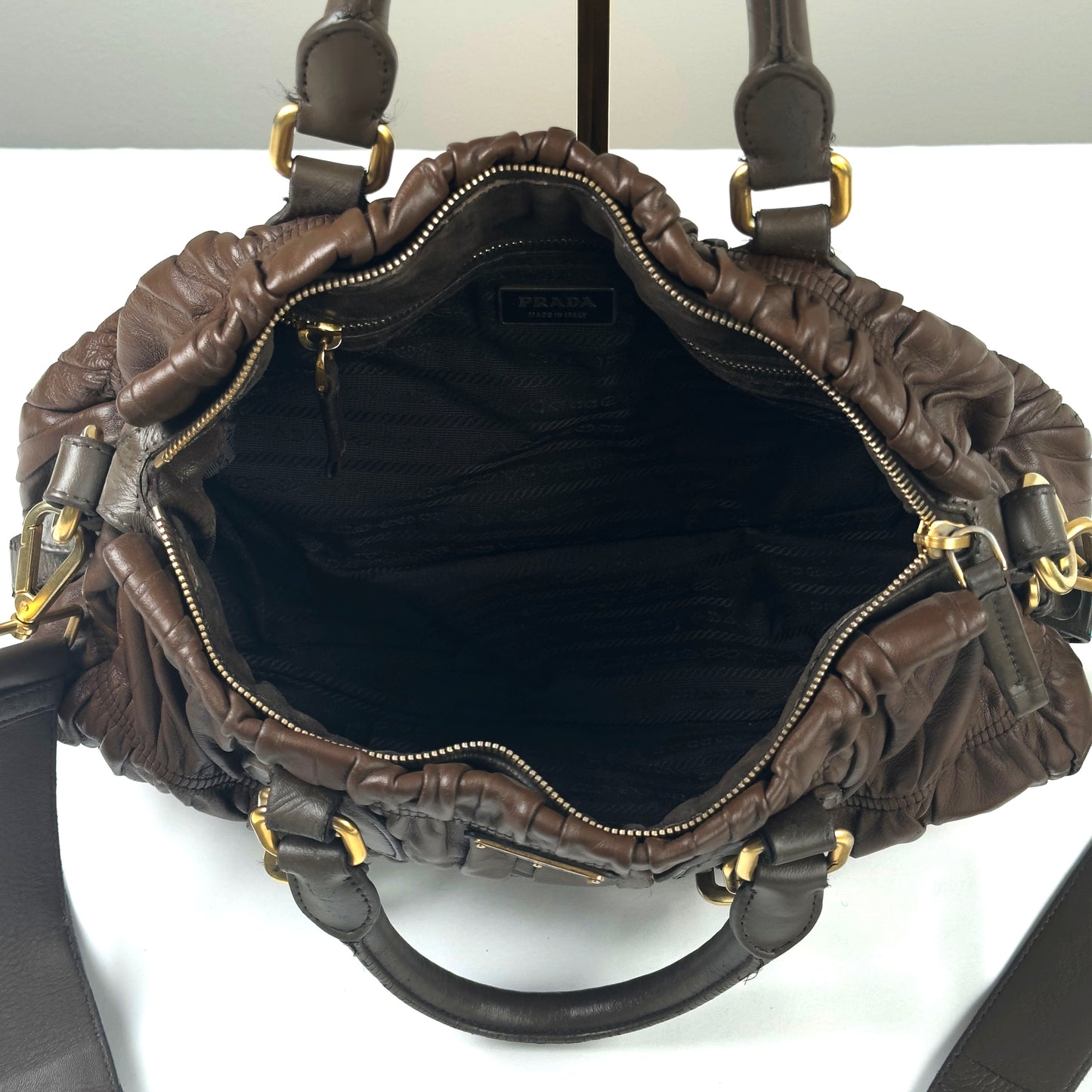 PRADA brown quilted leather handbag